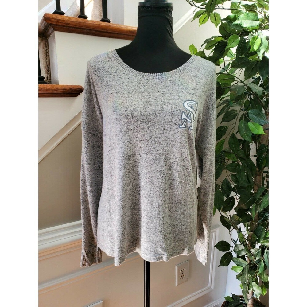 Boxer Craft Women's Gray Viscose Round Neck Long Sleeve Casual Shirt Size Large